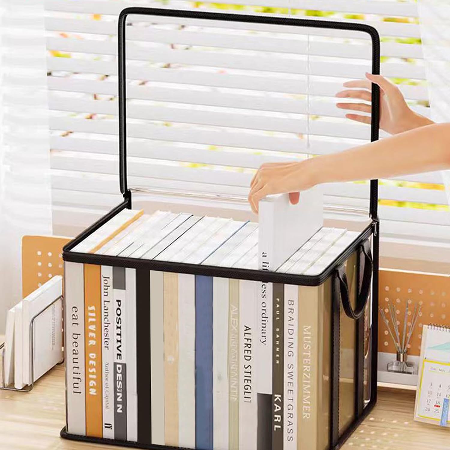 Clear Vinyl Book Storage Bins - Hình 2